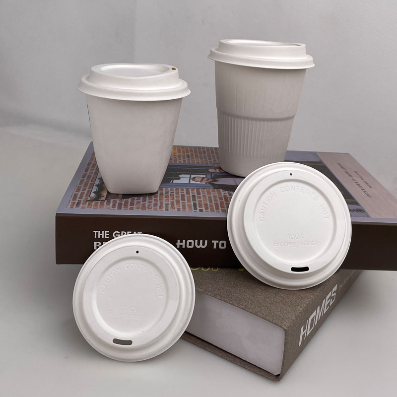 Takeaway Molded Pulp Dome Disposable Bagasse Sugarcane Coffee Cup Lid
